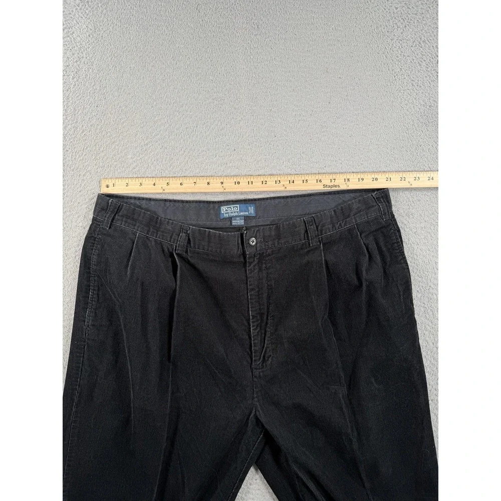 Polo Ralph Lauren Hammond Pant Mens 42x33 Black Pleated Corduroy Trousers